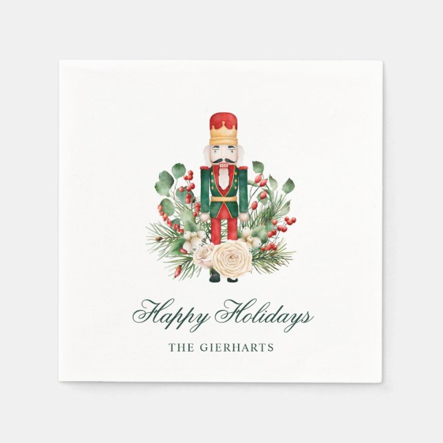 Christmas Nutcracker Happy Holidays Paper Serviette (Vorderseite)
