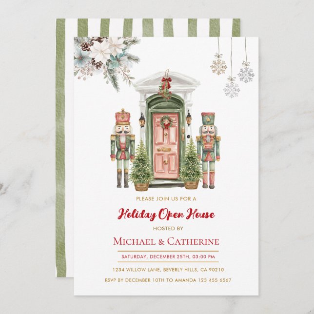 Christmas Nutcracker Holiday Open House Invitation (Devant / Derrière)