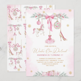 Christmas Nutcracker One DerLand pink ballet baby  Einladung