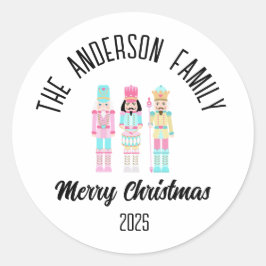 Christmas Nutcracker Pastel Personalized Name Runder Aufkleber