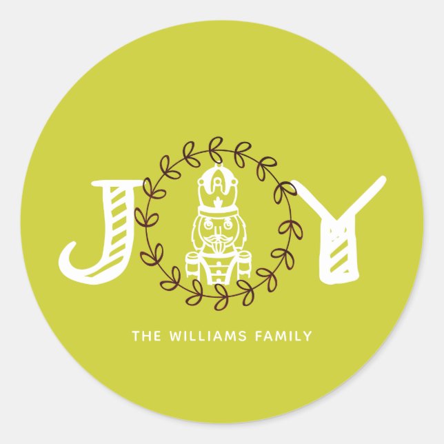 Christmas Nutcracker Personalisiert Joy Runder Aufkleber (Vorderseite)