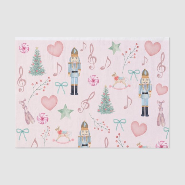 Christmas Nutcracker Pink Pastor Wasserfarbe Seidenpapier (Vorderseite)