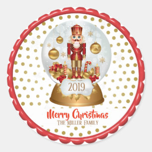 Christmas Nutcracker Snowglobe Runder Aufkleber