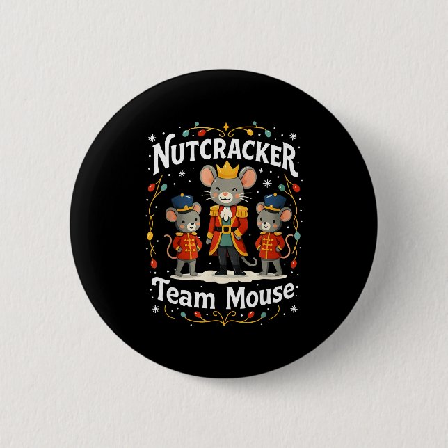 Christmas Nutcracker Team Mouse Funny Soldier Xmas Button (Vorderseite)