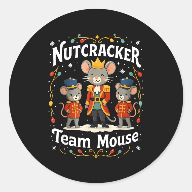 Christmas Nutcracker Team Mouse Funny Soldier Xmas Runder Aufkleber (Vorderseite)