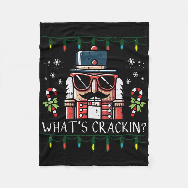 Christmas Nutcracker Whats Crackin Funny Xmas Men  Fleecedecke (Vorderseite)