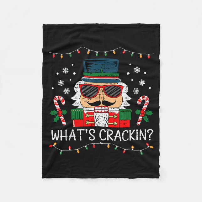 Christmas Nutcracker Whats Crackin Funny Xmas Men  Fleecedecke (Vorderseite)