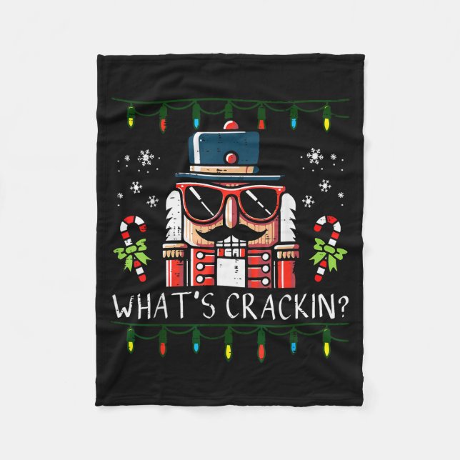 Christmas Nutcracker Whats Crackin Funny Xmas Men  Fleecedecke (Vorderseite)