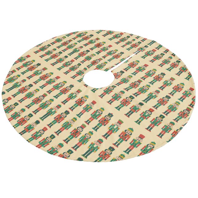 Christmas Nutcrackers on Light Fleece Weihnachtsbaumdecke (Schrägansicht)