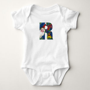 CHRISTMAS O SCHREIBEN / SANTA CLAUS MIT ROTEM RIBB BABY STRAMPLER