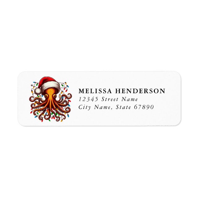 Christmas Octopus Return Address Labels (Vorne)