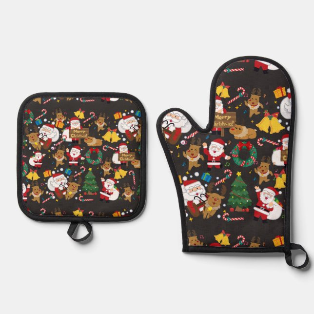 christmas ofenhandschuh & Topflappen-Set (Vorderseite)