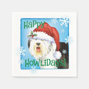 Christmas Old English Sheepdog Napkins Serviette