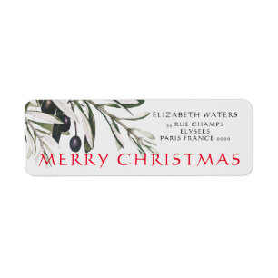 CHRISTMAS OLIVE BRANCH RETOUR ADRESSE ÉTIQUETTES
