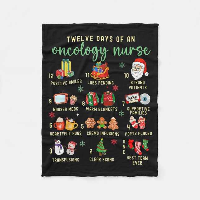Christmas Oncology Rn Nurse 12 Days Of An Oncology Fleecedecke (Vorderseite)