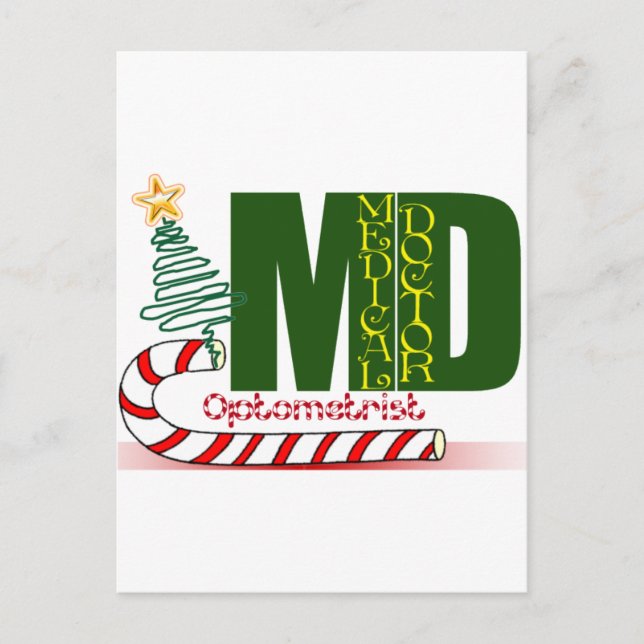 CHRISTMAS OPTOMETRIST - AUGENARZT FEIERTAGSPOSTKARTE (Vorderseite)