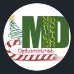 CHRISTMAS OPTOMETRIST - AUGENARZT RUNDER AUFKLEBER<br><div class="desc">MERRY CHRISTMAS OPTOMETRIST - AUGENARZT</div>