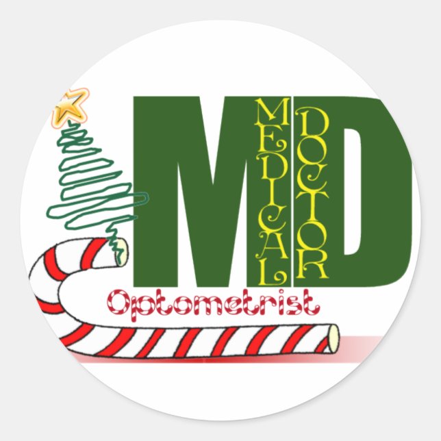 CHRISTMAS OPTOMETRIST - AUGENARZT RUNDER AUFKLEBER (Vorderseite)