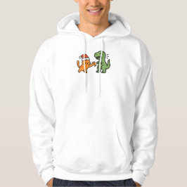 Christmas Orange Cat and T-rex Hoodie