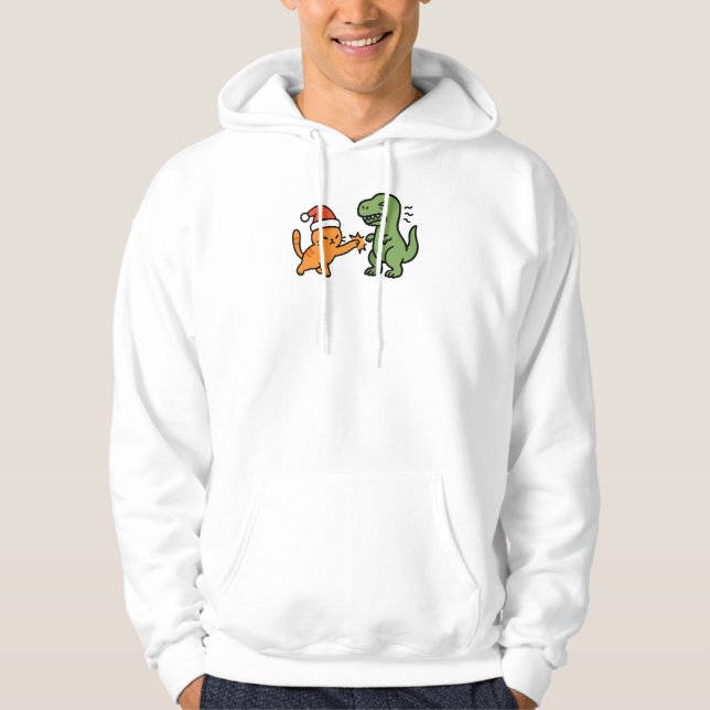Christmas Orange Cat and T-rex Hoodie (Vorderseite)