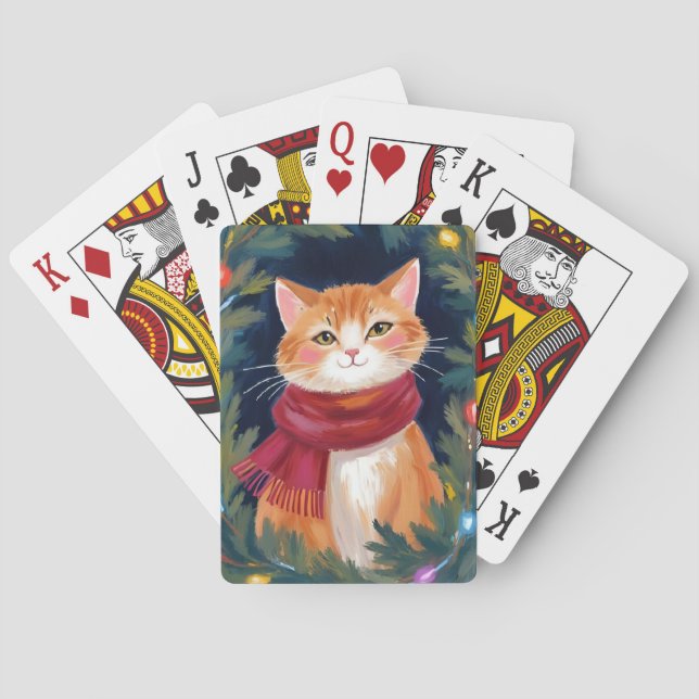 Christmas Orange Cat Festive Pet Spielkarten (Rückseite)