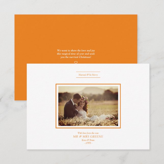Christmas Orange Chic Newlyweds Foto Wedding (Vorne/Hinten)