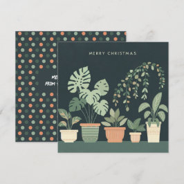 Christmas Orange Green Potted Pflanze Feiertagskarte