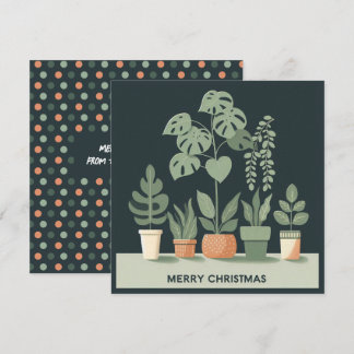 Christmas Orange Green Potted Pflanze Feiertagskarte
