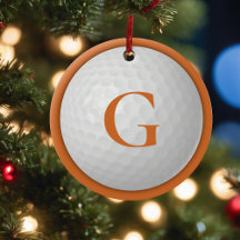 Christmas Orange Monogram Golf Ball