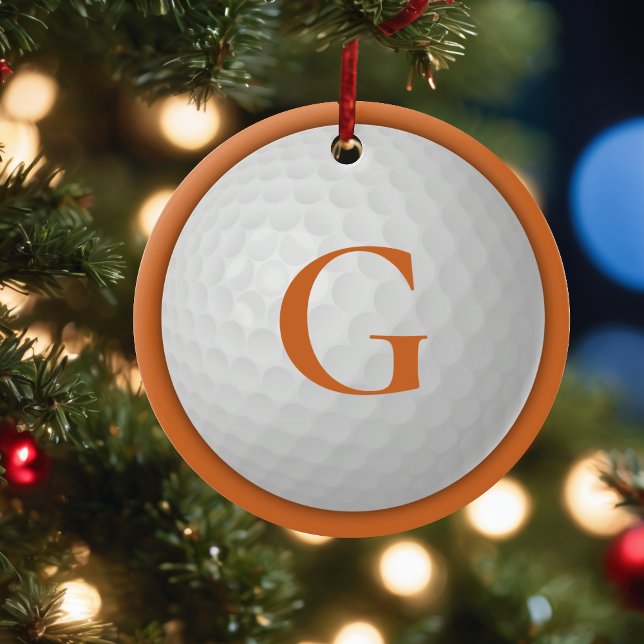 Christmas Orange Monogram Golf Ball Keramik Ornament (Von Creator hochgeladen)