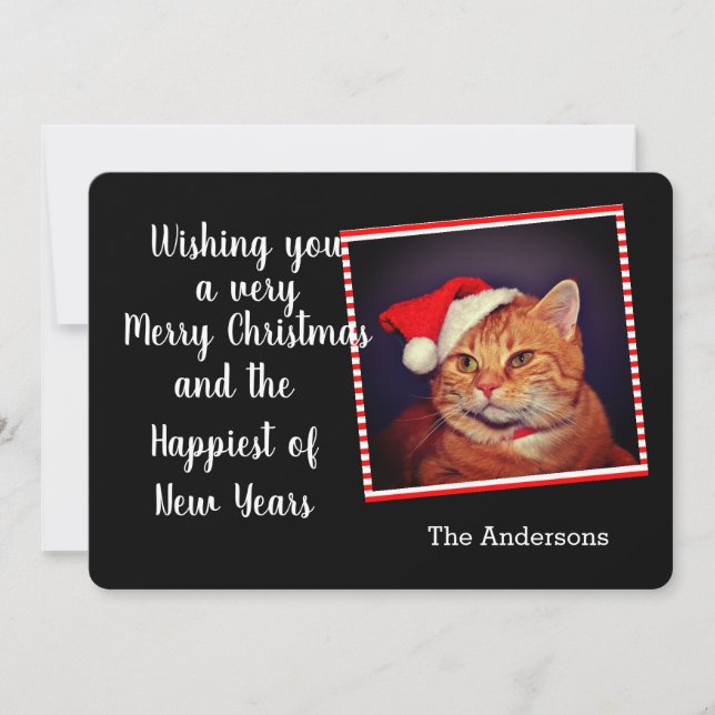 Christmas Orange Tabby Cat Feiertagskarte (Vorderseite)