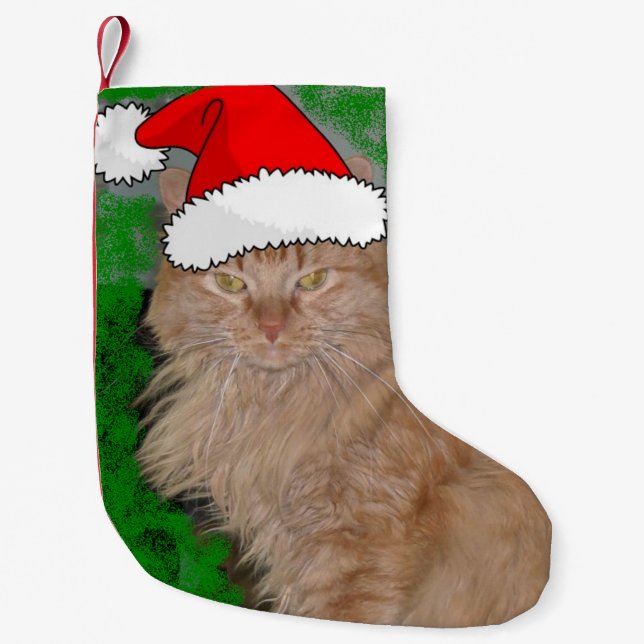 Christmas Orange Tabby Cat Kleiner Weihnachtsstrumpf (Vorderseite)