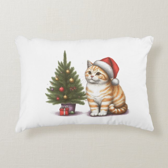 Christmas Orange Tabby Dekokissen (Vorderseite)