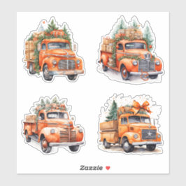 Christmas Orange Vintag Trucks Aufkleber
