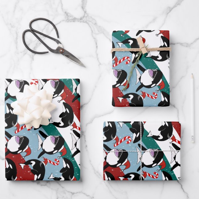 Christmas Orca Killer Whale Geschenkpapier Set (Vorderseite)