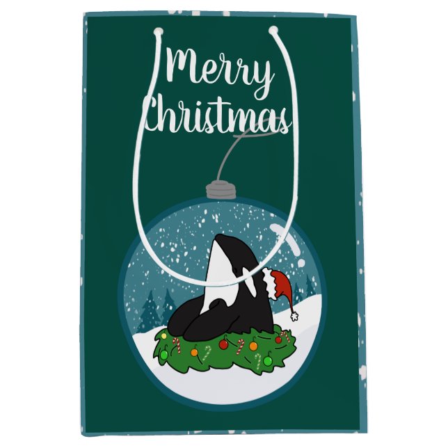 Christmas Orca Killer Whale Mittlere Geschenktüte (Vorderseite)
