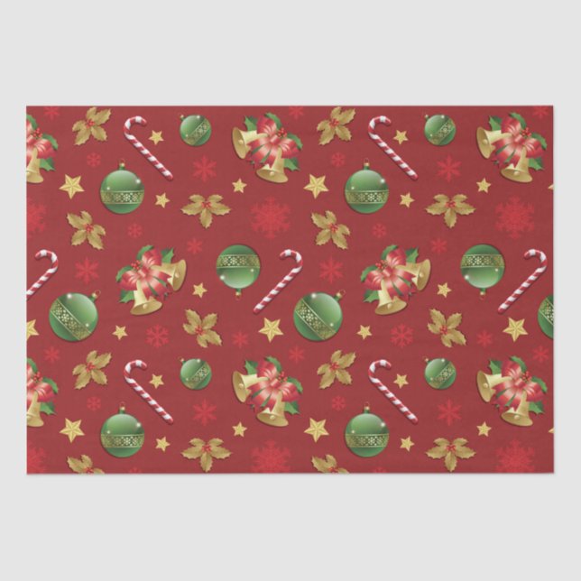 Christmas Ornamant  & Candy Cane Pattern Seidenpapier (Vorderseite)