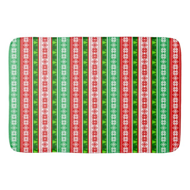 CHRISTMAS ORNAMENS DESIGN RED WHITE GREEN BADEMATTE (Vorderseite)