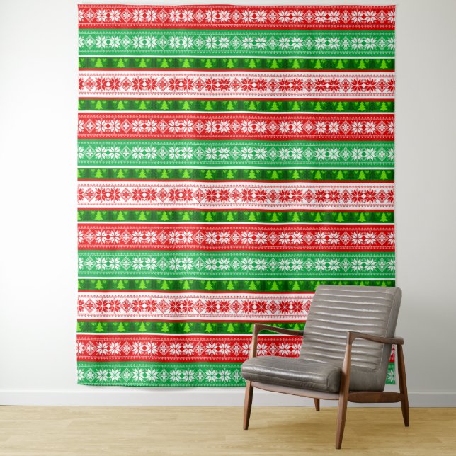 CHRISTMAS ORNAMENS DESIGN RED WHITE GREEN WANDTEPPICH (Beispiel)