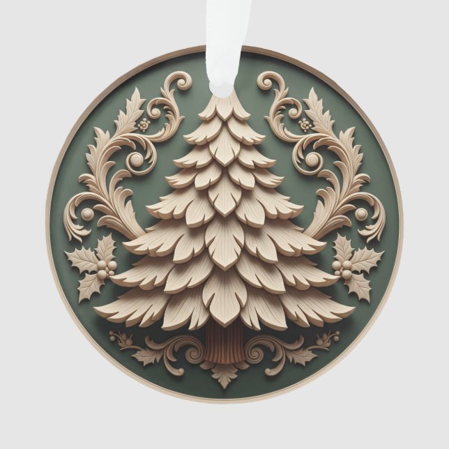 Christmas Ornament 2025 – Wood Carved Style (Vorderseite)