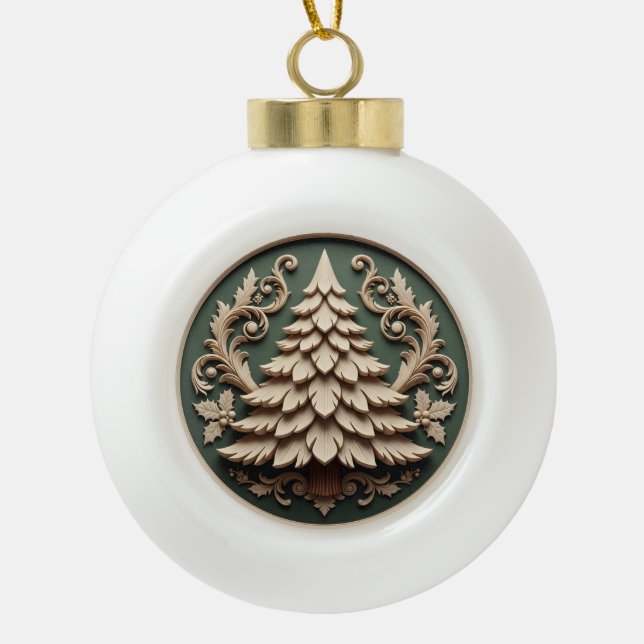 Christmas Ornament 2025 – Wood Carved Style (Vorderseite)