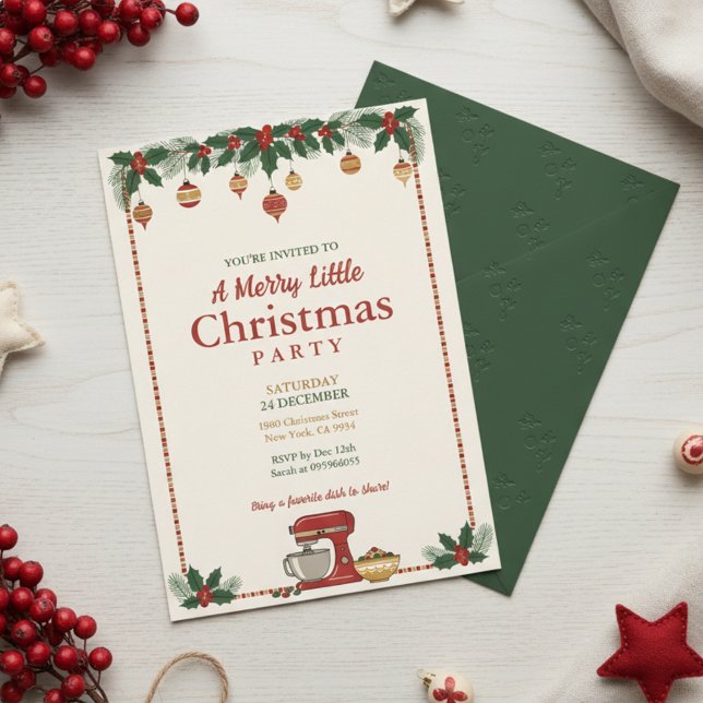 Christmas Ornament Garland Party Invitation Einladung (Christmas Ornament Garland Party Invitation)