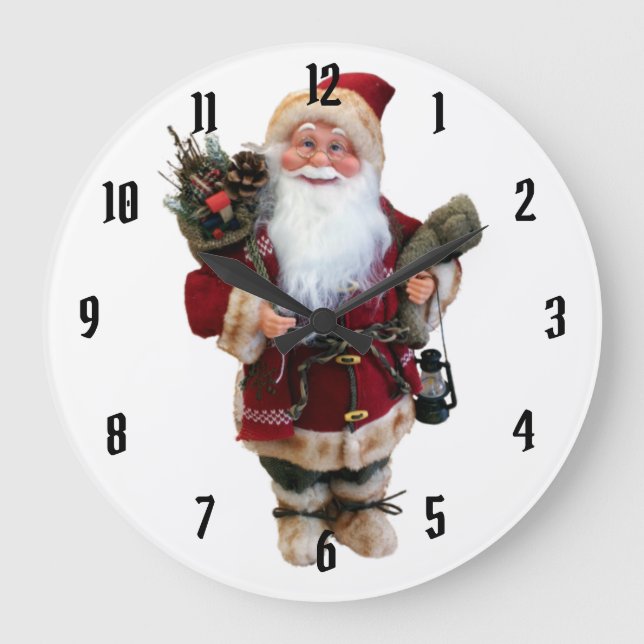 Christmas ornament Santa Claus doll Große Wanduhr (Vorderseite)