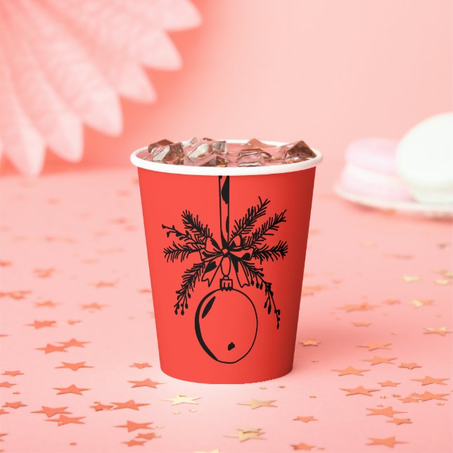 Christmas ornament with bow and pine branch pappbecher (Insitu)