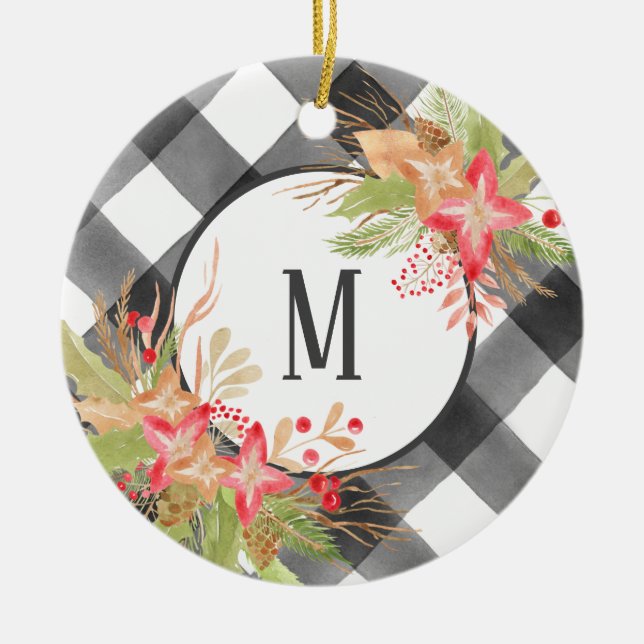 Christmas Ornament with Buffalo Pläd & Missletoe (Vorne)