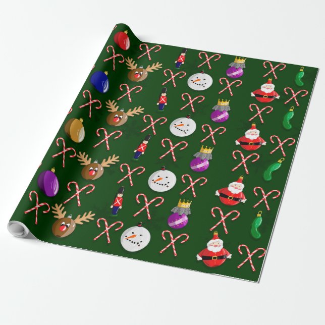 Christmas Ornament Wrapping Paper Geschenkpapier (Ungerollt)