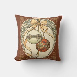 Christmas Ornaments Beige and Red Art Nouveau Kissen
