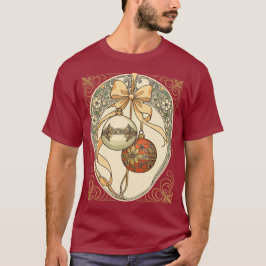 Christmas Ornaments Beige and Red Art Nouveau T-Shirt
