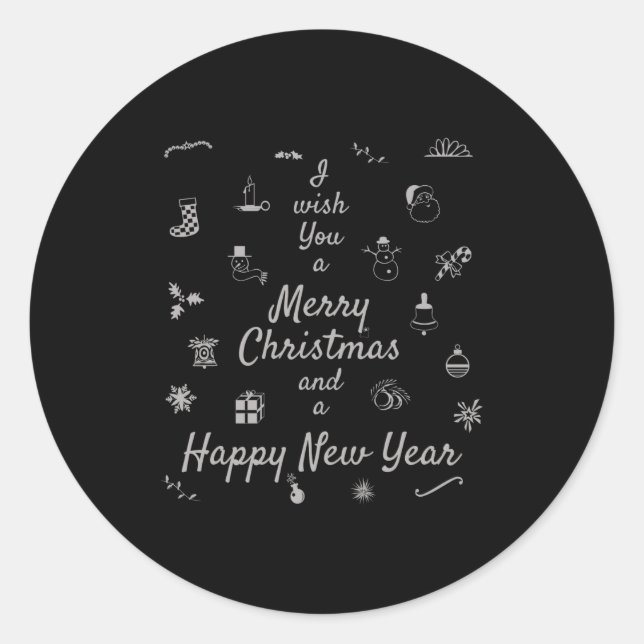 Christmas Ornaments Merry Xmas Happy New Year  Runder Aufkleber (Vorderseite)