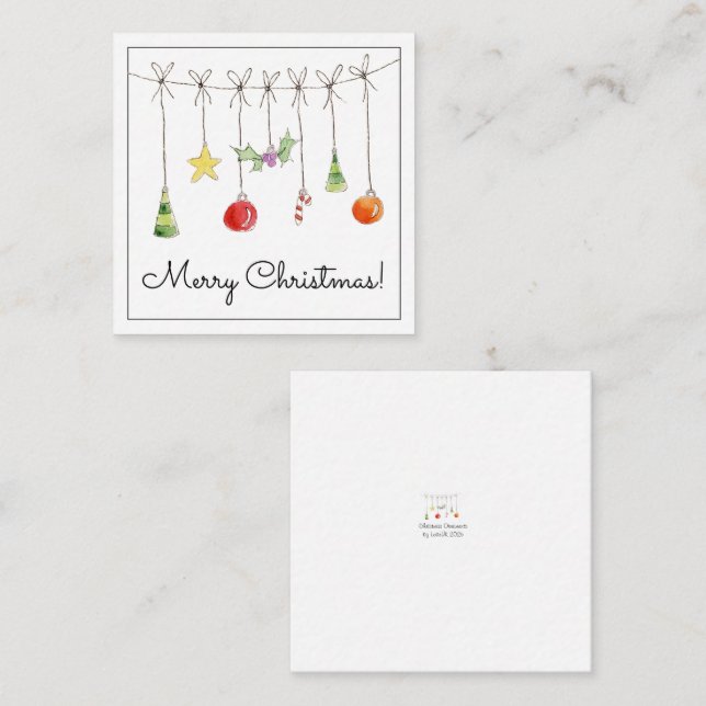 Christmas Ornaments On A String Mitteilungskarte (Vorne/Hinten)